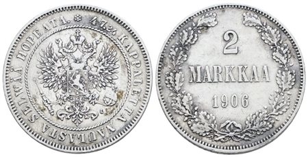 FINLANDIA. Nicola II (1895-1917). 2 markkaa 1906. Ag; 10,37gr; KM 7.2; BB+