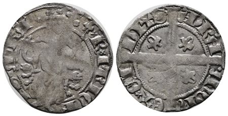 FRANCIA. Orange, Principauté, Raymond IV (1340-1393), Carlin. Ag (1,06 g; 21 mm) Poey d'Avant 4513. qBB 