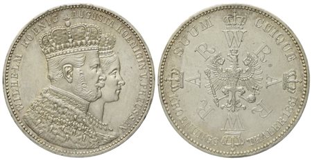 GERMANIA. Guglielmo I (1861-1888). Tallero dell'incoronazione 1861. KM 488; Ag; 18,52gr. SPL/FDC