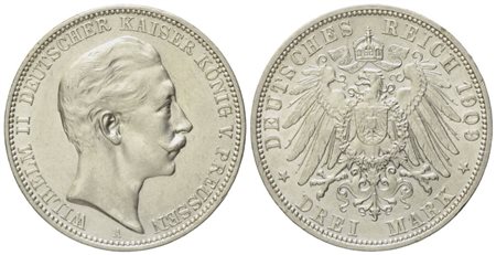 GERMANIA. Guglielmo II (1891-1918). 3 marchi 1909. KM 527; Ag; 16,67gr SPL