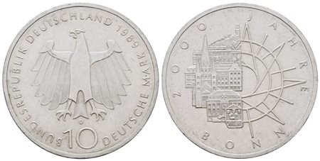 GERMANIA. 10 marchi 1972 D "2000 anni città di Bonn". KM 172; Ag; 15,5gr  SPL