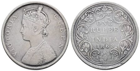 INDIA. Vittoria (1837-1901). Rupia 1862. KM 473; Ag; 11,66gr  BB