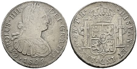 MESSICO. CITTA' DEL MESSICO. Carlo IV. 8 reales 1807. Ag 24,74gr. KM# 109 Q.BB
