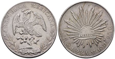 MESSICO. CITTA' DEL MESSICO. 8 reales 1897. KM 377; Ag; 26,92gr qSPL