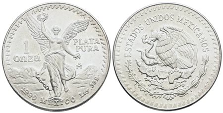 MESSICO. Oncia 1990. Ag; 31,1gr; KM 494; FDC