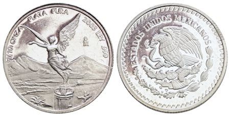MESSICO. 1/10 di oncia 2003. Ag; 3,11gr; KM 610; Raro; FDC