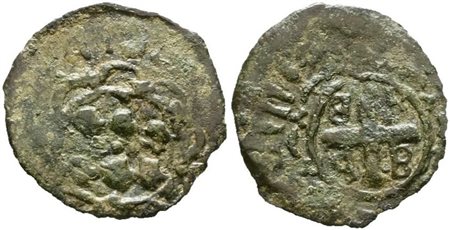 MITILENE GRECIA. Francesco II Gattiluso (1384-1404). Denaro. Metcals 466; Cu; 0.71gr; 17mm qBB