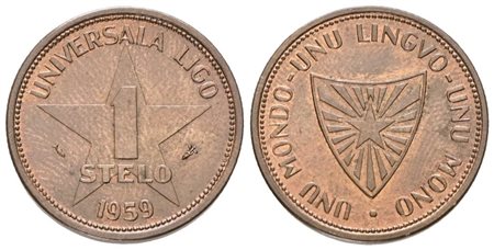 OLANDA (Esperantujo). 1 stelo 1959. Ae; 3,4gr; 20mm; X 3; FDC