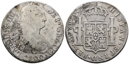 PERU'. LIMA. Carlo IV (1788-1808). 8 reales 1800. KM 109; Ag; 26,55gr  MB