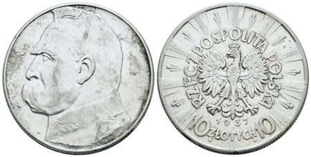 POLONIA. 10 zlotych 1937. Ag; 22gr; C 29; BB/SPL