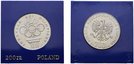 POLONIA. 200 zlotych 1976 "XXI giochi olimpici estivi Montreal". Y 86; Ag; 14,47gr. In capsula blu. FDC