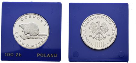 POLONIA. 100 zlotych 1978 "Castoro". Y 96; Ag; 16,5gr. In capsula blu. PROOF