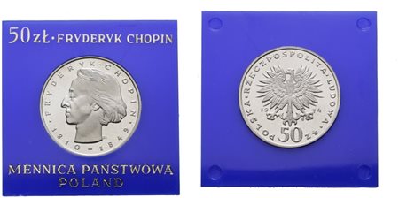 POLONIA. 50 zlotych 1974 "Chopin". Y 66; Ag; 12,75gr. In capsula blu. PROOF