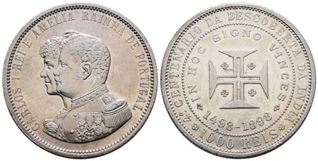 PORTOGALLO. Carlo I (1898-1908). 1000 reis 1898 (400 anni della scoperta dell'India). KM 539; Ag; 25gr qSPL