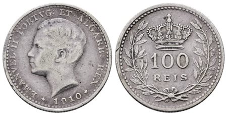 PORTOGALLO. Emanuele II (1908-1910). 100 reis 1910. KM 548; Ag; 2,5gr BB