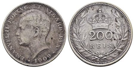 PORTOGALLO. Emanuele II (1908-1910). 200 reis 1909. KM 549; Ag; 5gr BB