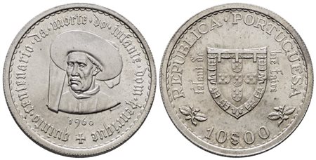PORTOGALLO. 10 escudos 1960 "Enrico il navigatore". KM 588; Ag; 12,5gr FDC