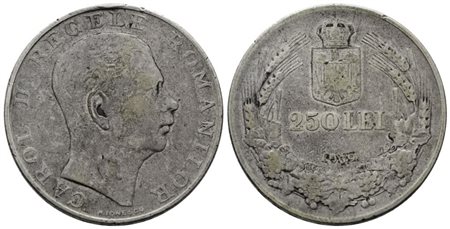 ROMANIA. Carlo II (1930-1940). 250 lei 1939. KM 57; Ag; 12gr BB