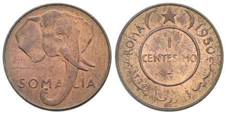 SOMALIA. A.F.I.S. (1950-1960). 1 centesimo 1950. Cu. 2,95gr; Gig.5. FDC rame rosso
