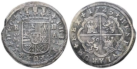 SPAGNA. MADRID. Filippo V di Borbone (1700-1746). 2 reales 1725. Ag; 6gr; KM 296; BB