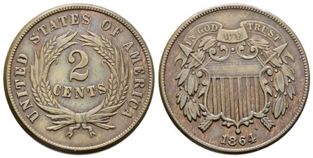 USA. 2 cents 1864. KM 94; Cu; 6,2gr BB/SPL