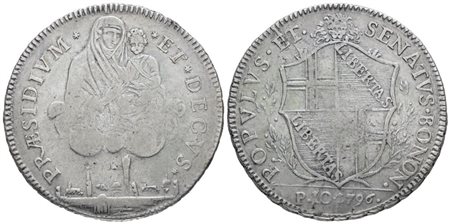 BOLOGNA. Governo Popolare (1796-1797). Scudo da 10 paoli 1796. Ag; 29gr; Gig. 5; Q.BB