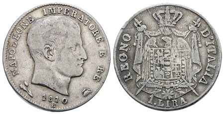 BOLOGNA. Regno d'Italia. Napoleone I (1805-1814). 1 lira 1810. Ag; 5gr; Gig.150; Raro; MB/BB