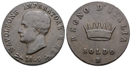 BOLOGNA. Regno d'Italia. Napoleone I (1805-1814). Soldo 1809. Cu; 10,95gr; Gig.209; Q.BB