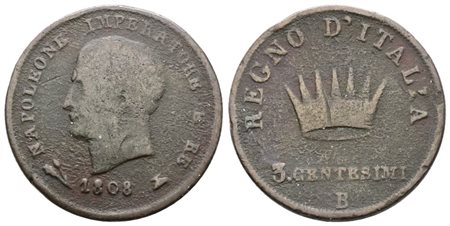 BOLOGNA. Regno d'Italia. Napoleone I (1805-1814). 3 centesimi 1808. Cu; 6,3gr; Gig.219; MB