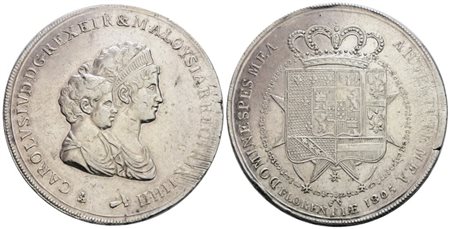 FIRENZE. GRANDUCATO DI TOSCANA. Carlo Ludovico di Borbone (1803-1807). Dena da 10 lire 1805. Ag; 39,45gr; Gig.9; NC; BB/SPL