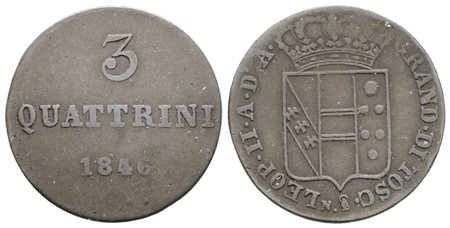 FIRENZE. GRANDUCATO DI TOSCANA. Leopoldo II (1824-1859). 3 quattrini 1846. Mi; 2,15gr; Gig.89; Raro; BB