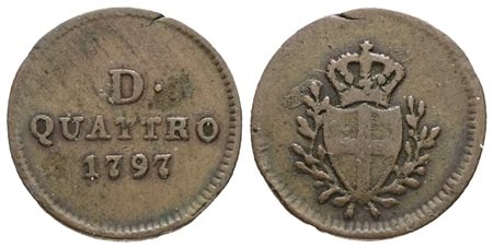 GENOVA. Dogi Biennali (terza fase, 1637-1797). 4 denari 1797 . Cu; 1,54gr; Mir 361/1; BB