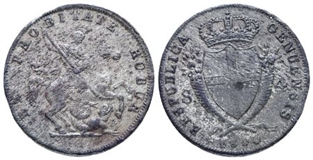 GENOVA. Repubblica Genovese (1814). 4 soldi 1814. Mi; 4gr; Mir 393; BB