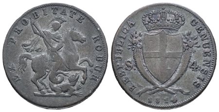 GENOVA. Repubblica Genovese (1814). 4 soldi 1814. Mi; 4gr; Mir 393; BB