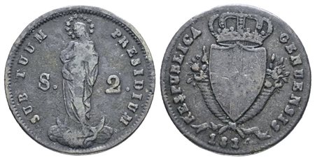 GENOVA. Repubblica Genovese (1814). 2 soldi 1814. Mi; 2,3gr; Mir 394; BB