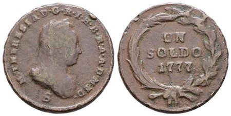 MILANO, Maria Teresa d'Asburgo (1740-1780). Soldo 1777 S. Cu; 7,8gr; MIR 440/1; MB/BB