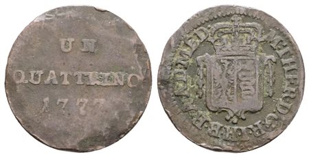 MILANO, Maria Teresa d'Asburgo (1740-1780). Quattrino 1777. Cu; 1,9gr; MIR 95; NC; MB