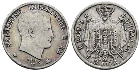 MILANO. Regno d'Italia. Napoleone I (1805-1814). 2 lire 1813. Ag; 10gr; Gig.137; Raro; QBB