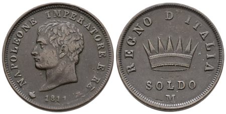 MILANO. Regno d'Italia. Napoleone I (1805-1814). Soldo 1811. Cu; 10,95gr; Gig.213; BB