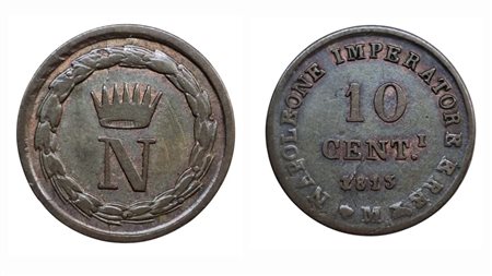 MILANO. Regno d'Italia. Napoleone I (1805-1814). 10 centesimi 1813. Gig. 202; Mi; 2gr; BB+