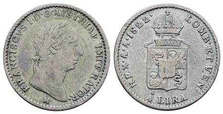 MILANO. REGNO LOMBARDO VENETO. Francesco I d'Asburgo (1815-1835). 1/4 di lira 1822. Ag; 1,62gr; Gig. 81; NC; BB