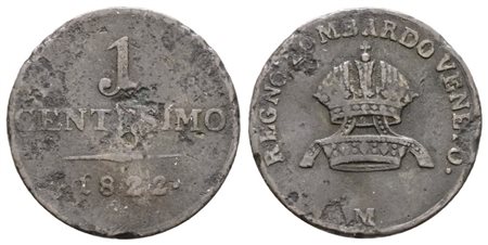 MILANO. REGNO LOMBARDO VENETO. Francesco I d'Asburgo (1815-1835). 1 centesimo 1822. Cu; 1,75gr; Gig.98; NC; MB