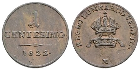 MILANO. REGNO LOMBARDO VENETO. Francesco I d'Asburgo (1815-1835). 1 centesimo 1822. Cu; 1,75gr; Gig.98; NC; Q.SPL