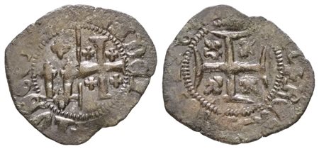 NAPOLI. REGNO DI NAPOLI. Giovanna e Ludovico d'Angiò (1347-1362). Denaro. Mi; 0,67gr; MIR 36; BB
