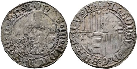 NAPOLI. REGNO DI NAPOLI. Alfonso I d'Aragona (1442-1458). Carlino S. Mir 54/6; Ag; 3,55gr  qBB