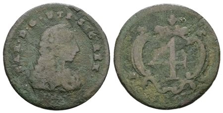 NAPOLI. REGNO DI NAPOLI. Carlo di Borbone (1734-1759). 4 cavalli 1757. Cu; 2gr; Gig.63; Raro; ; MB