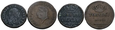 NAPOLI. REGNO DI NAPOLI. Ferdinando IV, I di Borbone. Lotto di 2 monete da 10 tornesi 1798, 1819. Cu; Conservazioni varie