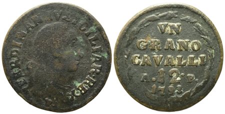 NAPOLI. REGNO DI NAPOLI. Ferdinando IV di Borbone (1759-1799 I per.). Grano 1793, AE (5,71 g; 25,8 mm). Gig.142  qBB