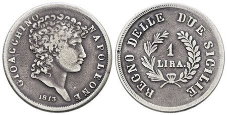 NAPOLI. REGNO DELLE DUE SICILIE. Gioacchino Napoleone (1808-1815). Lira 1813. Ag; 5gr; Gig.16; Q.BB