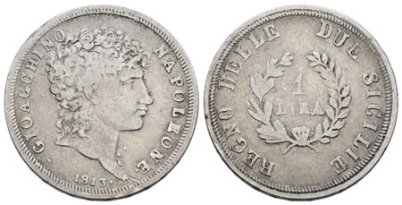 NAPOLI. REGNO DELLE DUE SICILIE. Gioacchino Napoleone (1808-1815). Lira 1813. Ag; 5gr; Gig.16a; NC; Q.BB